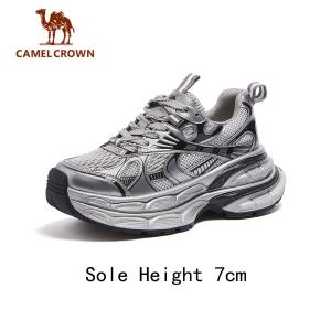 Giày thể thao giày thể thao Vương miện Lạc Đà cho Nữ Giày Chunky mới 2024 đế dày 7cm/8cm giày thường ngày thời trang 【mặt trăng bạc】