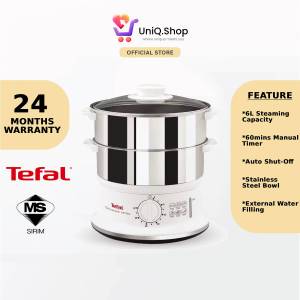 Tefal VC1451 Convenient Food Steamer Stainless Steel 900W | (Pengukus Makanan Stainless Steel)