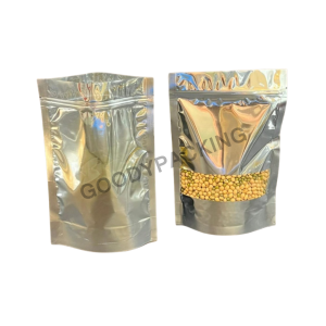 ถุงฟอยล์เงินมีซิปให้ล็อคตั้งได้ หน้าต่างสี่เหลี่ยมใส (50ใบ)