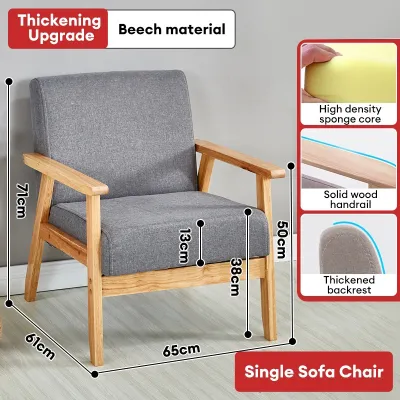 CONOCO Mall Nordic Sofa Chair 1/2/3/ People Seats Sofa Cover Beech Wooden Sofa with Foam for Living Room