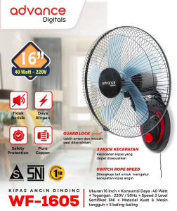 Kipas Angin dinding Advance WF-1835 18 inci baling 5 stainless kipas angin Tornado fan Swing / kipas dinding tornado 18 inch / kipas besi kipas