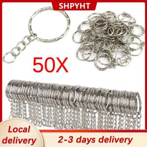 [COD] SHPYHT Local delivery Ship within 24 hours 50PCS DIY 25mm Polished Silver Keyring Keychain Split Ring Short Chain Key Ring