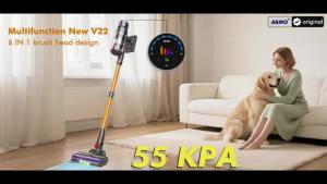 2026 Armo V22 Handheld Vacuum Cleaner 55kPa 600W Power 6 in 1 Vertical Cordless Vacuum Cleaner LED Display Handheld Sweeper Machine
