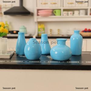 [COD] Season pet ชุดแจกันทรงเรขาคณิตจำลองขนาดเล็กสำหรับตกแต่งบ้านโมเดลกระถางต้นไม้สีเขียวจัดดอกไม้5ชิ้น1:12