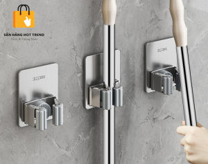 Móc treo nhà tắm chất liệu INOX 304 Kẹp chổi cây lau nhà dán tường siêu chắc và chịu lực chất liệu cao cấp