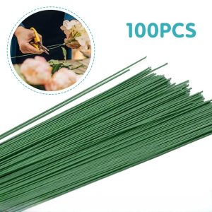 100pcs Floral Stem Wire 30/40cm Green Bouquet Stemfor Flower Arrangements Flower Making Supplies