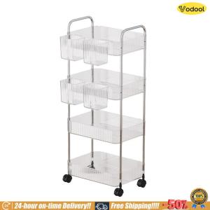 [VOS] 4 Layer Bathroom Shelf with Hanging Basket Transparent for Bedroom Living Room