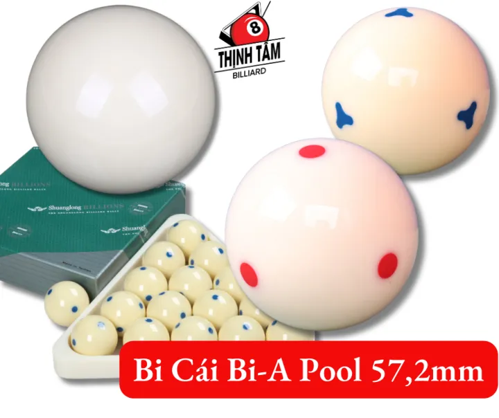 [THỊNH TÂM] Bóng Bi Cái Bida Pool, Bi Cái Bi-a Lỗ Đài Loan Cao Cấp [ Bi Cái Trắng 6 Chấm Đỏ ]