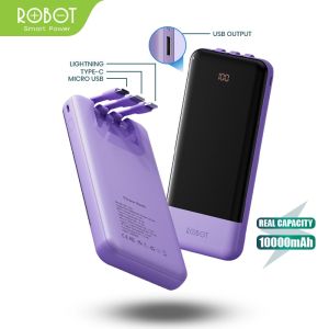 Powerbank ROBOT 10000mAH RP-101L New 2.1A Dengan 3 Kabel Type C Garansi 1 tahun