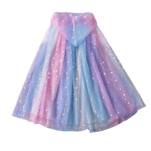 NRFYKYU Sequined Snow Princess Cape Shiny Shawl Mesh Girls Hooded Cloak Cute Snowflake Print Children Cloak Halloween Party