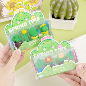 1 Box TPR Cactus Eraser Student Children PVC Rubber Erase Stationery Pemadam kaktus Pencil Eraser