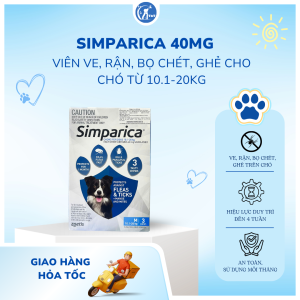 Viên Nhai Simparica size M từ 10.1-20kg Phòng Và Trị Ve Rận Bọ Chét Trên Chó