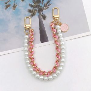 ZHUWNANA เรโทร กระเป๋าเงินดีไอวาย สายคล้องโทรศัพท์ กระเป๋าเข็มขัดคาดเอว สายกระเป๋ามุก โซ่กระเป๋าสะพายไหล่ โซ่สองชั้น