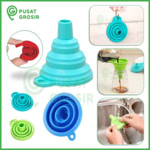 Corong minyak silikon mini lipat multifungsi silicone refill collapsible corong air funnel serbaguna