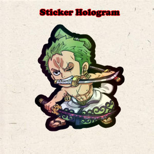 Stiker Hologram Zoro One piece Ukuran 8 cm