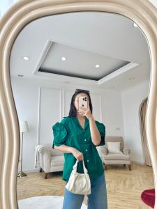 NANDO ATASAN KEMEJA WANITA LENGAN PENDEK FLOWERS BAHAN KATUN POPLIN