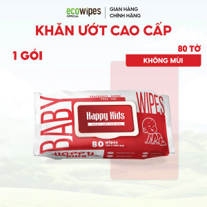 Khăn ướt trẻ em Happy Kids Đỏ Premium gói 80 tờ không mùi siêu tiết kiệm cho bé