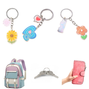 Acrylic Flower Butterfly Heart Keychain Couple Car Keyring Backpack Decoration Keyholder Mini Cartoon Pendant Keyring
