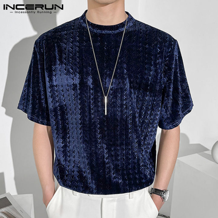 INCERUN Men's Slim Fit Henley Shirt - Short Sleeve, Button Placket, Chest Pocket (Steel Blue, Small)