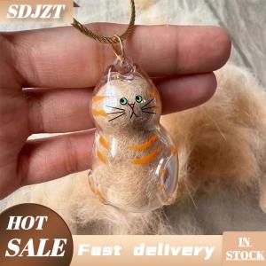 SDJZT Memorial Cat tóc lưu trữ container Cat Shaped Keyring xách tay handmade búp bê DIY Móc Khóa Phụ Kiện