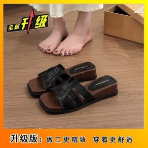 [Free Shipping] High-End Wedge Heel Sandals For Women 2026 Summer New Style Outdoor Roman Sandals Thick-Soled Slip-On Sandals