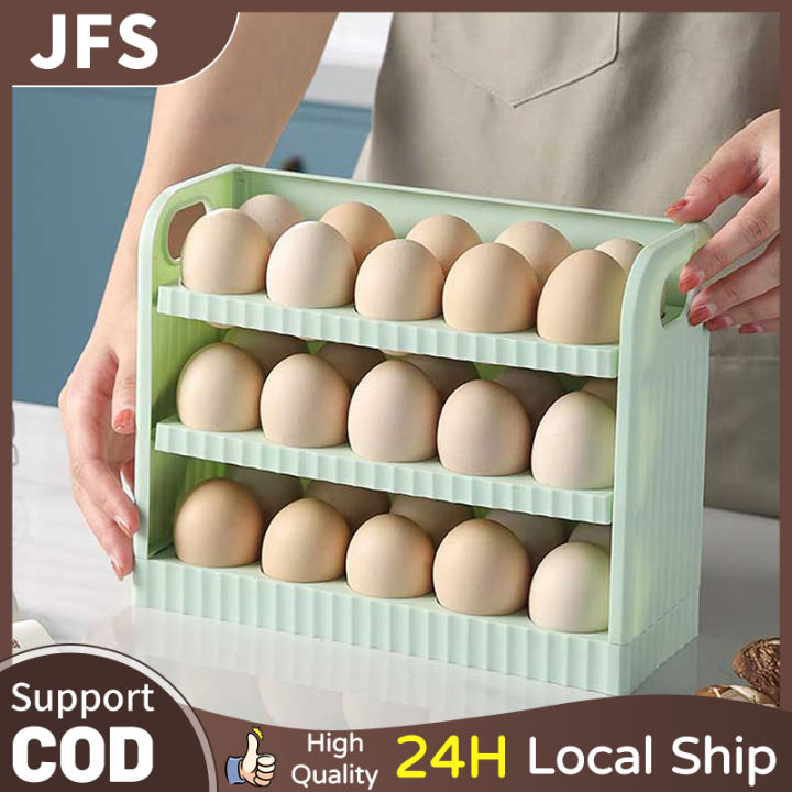 JFS 3 Layer Aesthetic Egg Tray Holder Refrigerator Egg Tray Egg Crisper ...