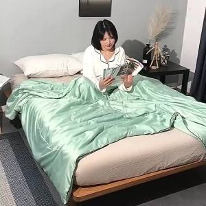 Aca Da Thin Smooth Silk Blanket - 12 Colour/Single/Queen/King