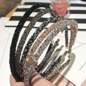 Women Girls Rhinestone Headwear Shinny Hair Accessories Beads Bezel Headband Headhoop Hairband