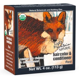 Light Mountain Henna Hair Color & Conditioner – Red Hair Dye Organic Henna Leaf Powder and Botanicals Chemical-Free Semi-Permanent Hair Color + 4 Hair Clips