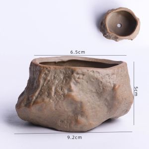 PURETEN Stone Shape Succulent Plant Pots with Drainage Hole Wear Resistant Plants Growing Container Modern Ceramic Plant Flower Pot Home Decoration