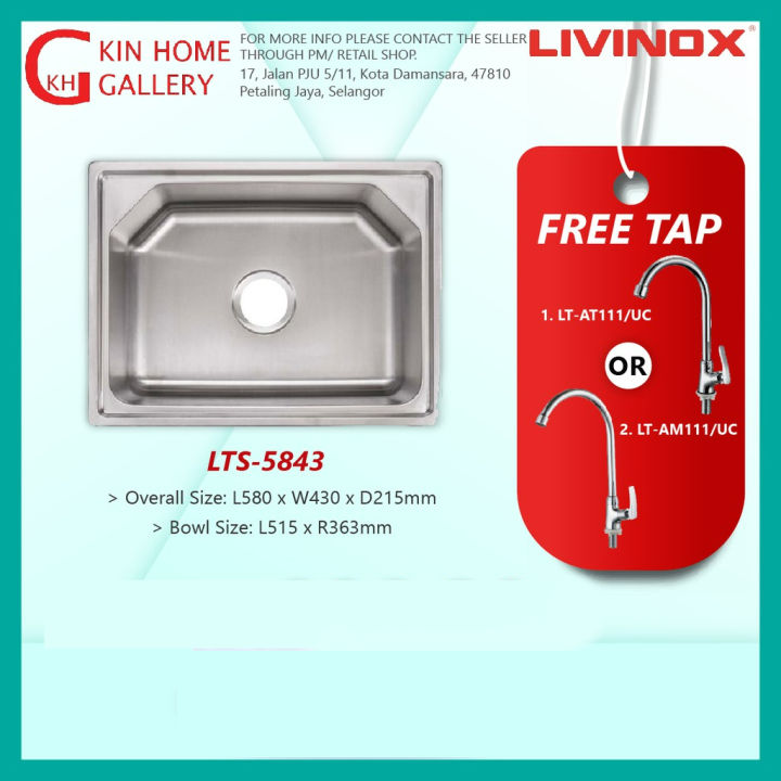 LIVINOX TOP MOUNT SINK (LTS5843) WITH COMPLIMENTARY TAP Lazada