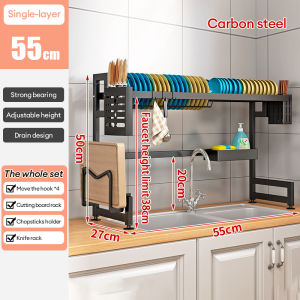 KEVE 1/2 Layer Dish Rack Over The Sink Dish Drying Rack Dishwashing Rack Dish Drainer Plates Organizer Kitchen Rack