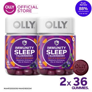 [Bundle of 2] OLLY Immunity Sleep Gummy Supplements with Vitamin C Zinc Melatonin For Immune Support & Restorative Sleep Chewable Supplement 18 Day Supply (36 Count) (EXP: 10/2026)