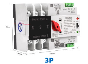 2P 3P 4P ATS 63A 100A 125A Din Rail Dual Power Automatic Transfer Switch Electrical Selector Switches Uninterrupted Power