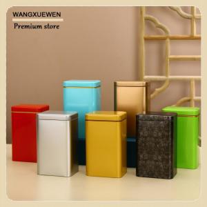 [COD] Kim loại Retro trà vuông có thể kẹo thực phẩm lưu trữ Trường hợp với nắp bao bì hộp container