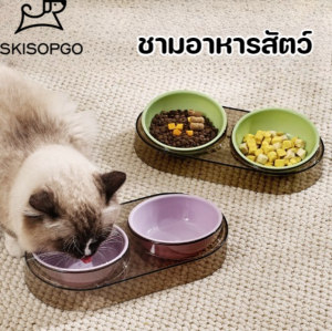 SKISOPGO ชามอาหารสัตว์ ใหม่โปร่งใส สีน้ําดื่มให้อาหารสัตว์เลี้ยงแบบบูรณาการ