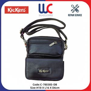 Kickers Leather Belt Pouch & Crossbody Travel Sling Bag Dark Brown 2 in1 Bag C-78038S / C-78035S
