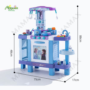 【SG Ready Stock】Large Size Premium Frozen Elsa Kids Pretend Play Kitchen Set With Lights & Sound Effects★Rich Accessories✅High Quality✅Role Play Toy Playset✅Fast Delivery✅