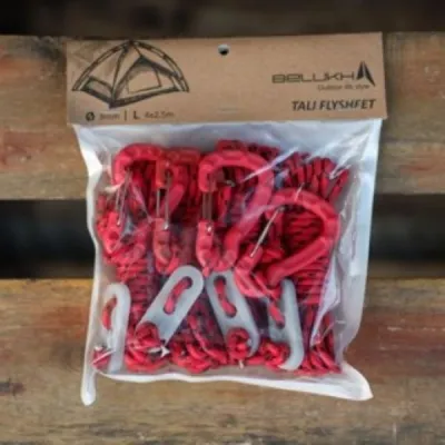 Tali Flysheet Tenda Tali Guyline Carabiner Isi 4 Set Diameter 3mm