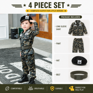 (Ready Stock) Army Soldier Military Uniform Tentera Camouflage Combat Kid Costume Kostum Baju Askar Cosplay 儿童军装男童女童迷彩服