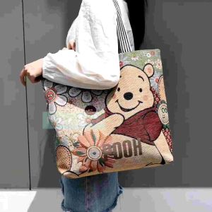 Cartoon Hello Kitty / Winnie the Pooh / Mickey / Doraemon canvas women and girl big capacity tote bag / shoulder bag