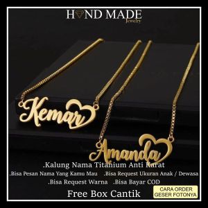 kalung nama titanium anti karat anak dewasa kalungnama aksesoris wanita necklace titanium aksesoris fashion