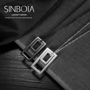 Sinboia Personality Stainless Steel Necklace For Men Women Fashion Geometric Design 70mm Long Chain Necklace Aesthetic Jewelry