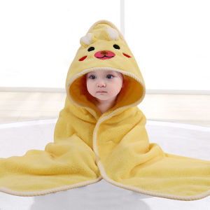 Absorbent Bath Robe hooded design absorbent use as stated coral fleece stated in source cartoon design offers wearable coverage after bathing for bathroom spa or travel use bath robe