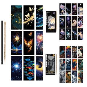 3 PCS Night Scene Scratch Painting Scratch Bookmark City Scenery Architecture Scratch Painting Paper DIY Handmade Cartoon Scratch Painting Paper