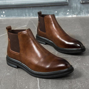 2023 Winter Chelsea Boots Men PU Leather Shoes Men Ankle Boots Fashion Brand Autumn Winter Male Footwear