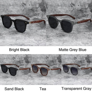 Trendy Retro Wood Grain Sunglasses New Square Frame For Protection Cycling Eyewear Outdoor Street