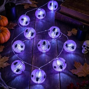 FOUNDTWO Sáng Dây đèn lồng bí ngô Halloween Treo Đèn LED Đèn nhện Halloween Thực tế Trang trí đáng sợ Đèn trang trí Halloween Tiệc Halloween