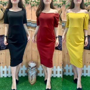 Dress Wanita Terbaru Bodycon Dress Inlov Sabri #3006Polos