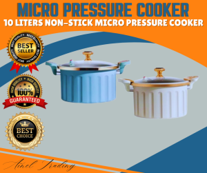 Best Seller 10 LITERS NON-STICK MICRO PRESSURE COOKER | Non-Stick Micro Pressure Cooker | Induction Safe Cookware for All Stovetops | Cooking Multi-functional Soup Pot with Handle | Lid Silicone Seal Valve Pressure Pot | Secure Lock Spill-Proof Stock Pot.
